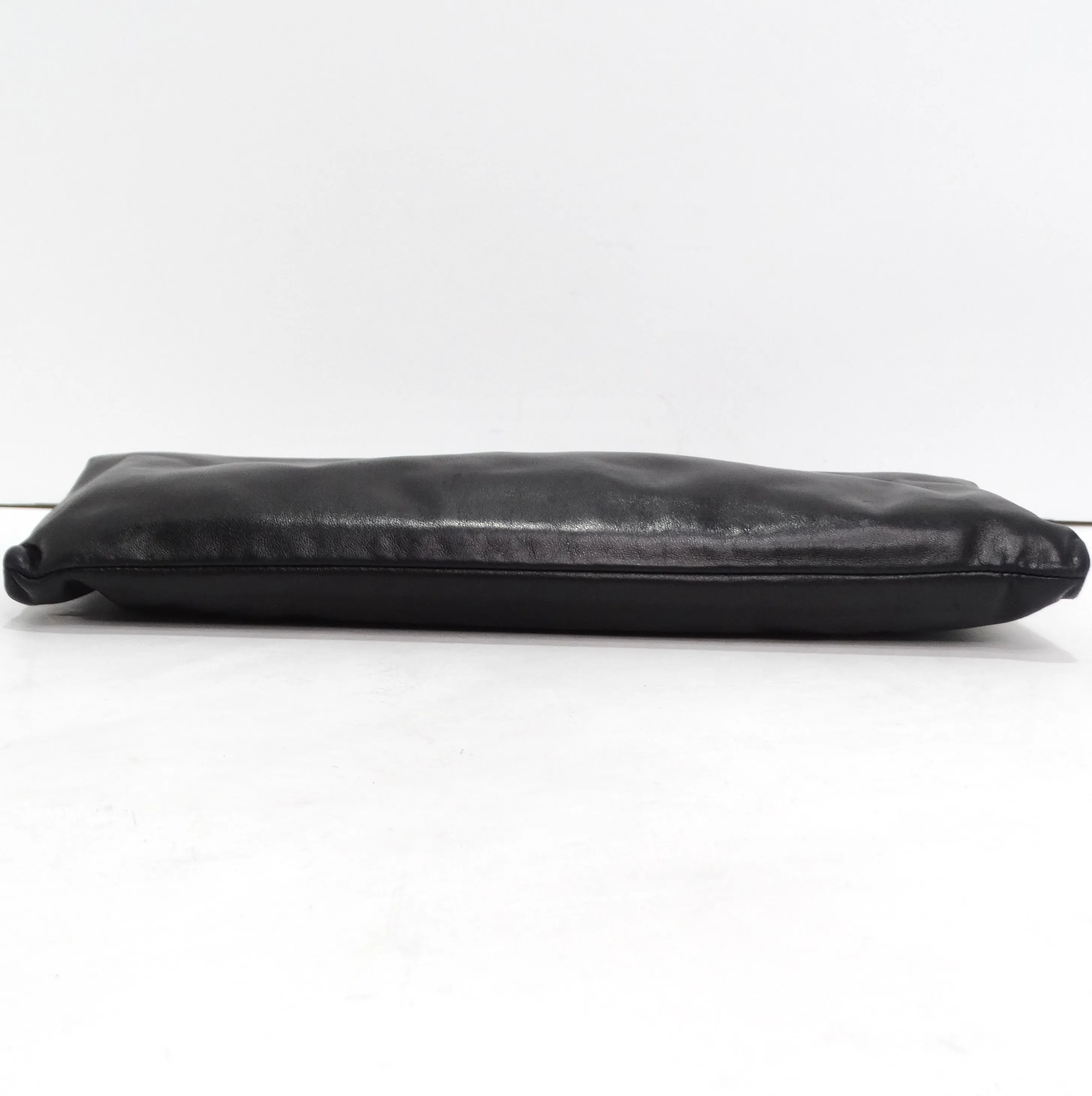 Chanel 2011 Black Lambskin Leather Bow Clutch