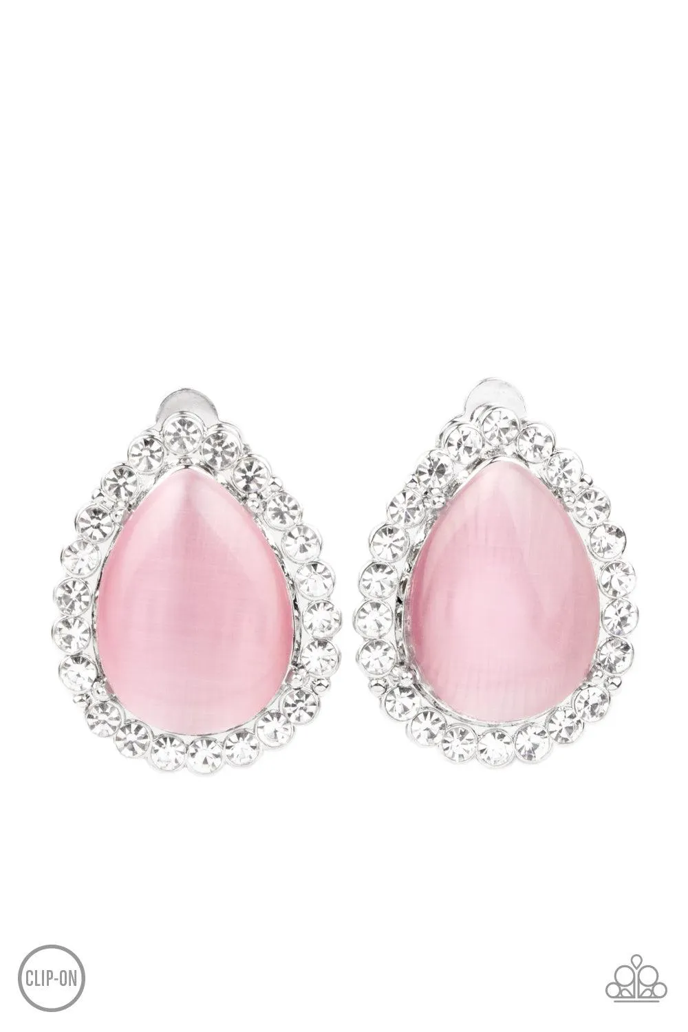Downright Demure - Pink Clip On Earrings