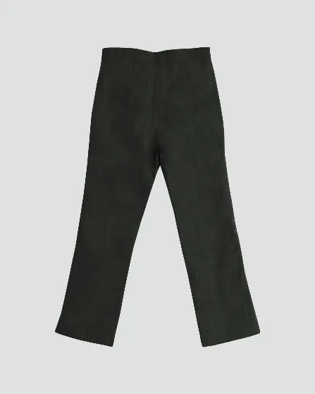Girls Sari Pants: Graphite Grey Linen Embroidered Isella Pant