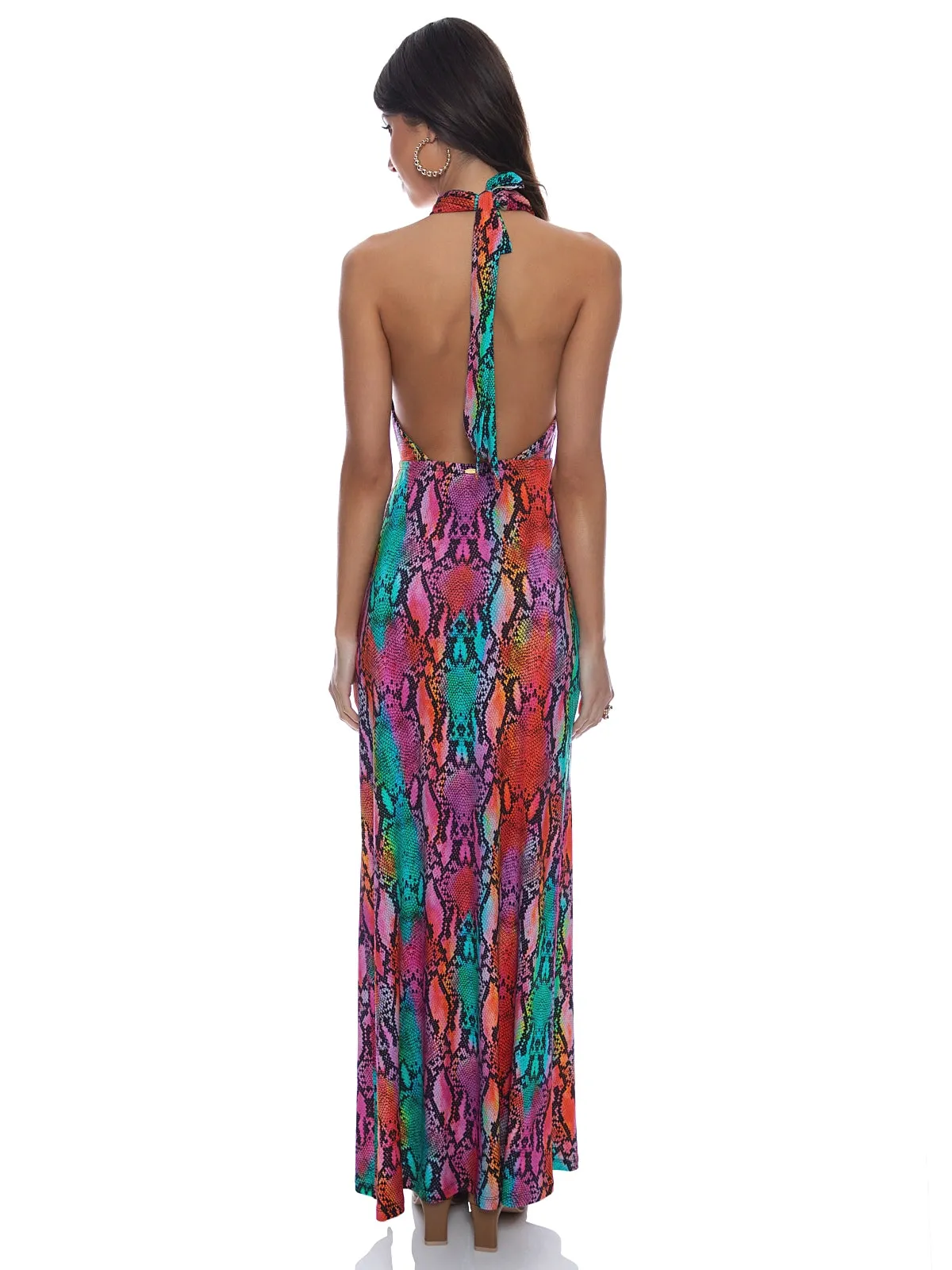 Halter Neck Cut Out Long Dress