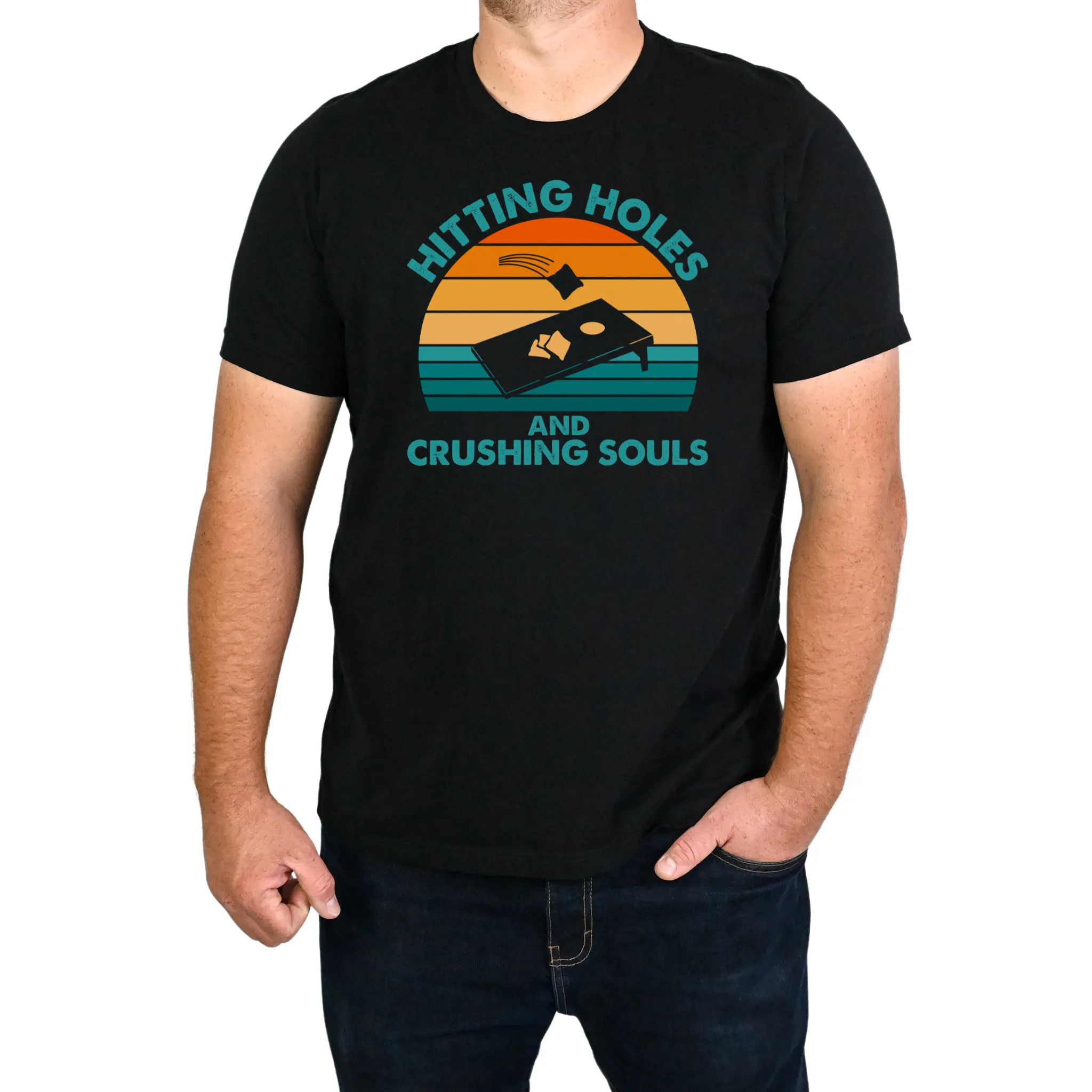 Hitting Holes & Crushing Souls Cornhole T-Shirt