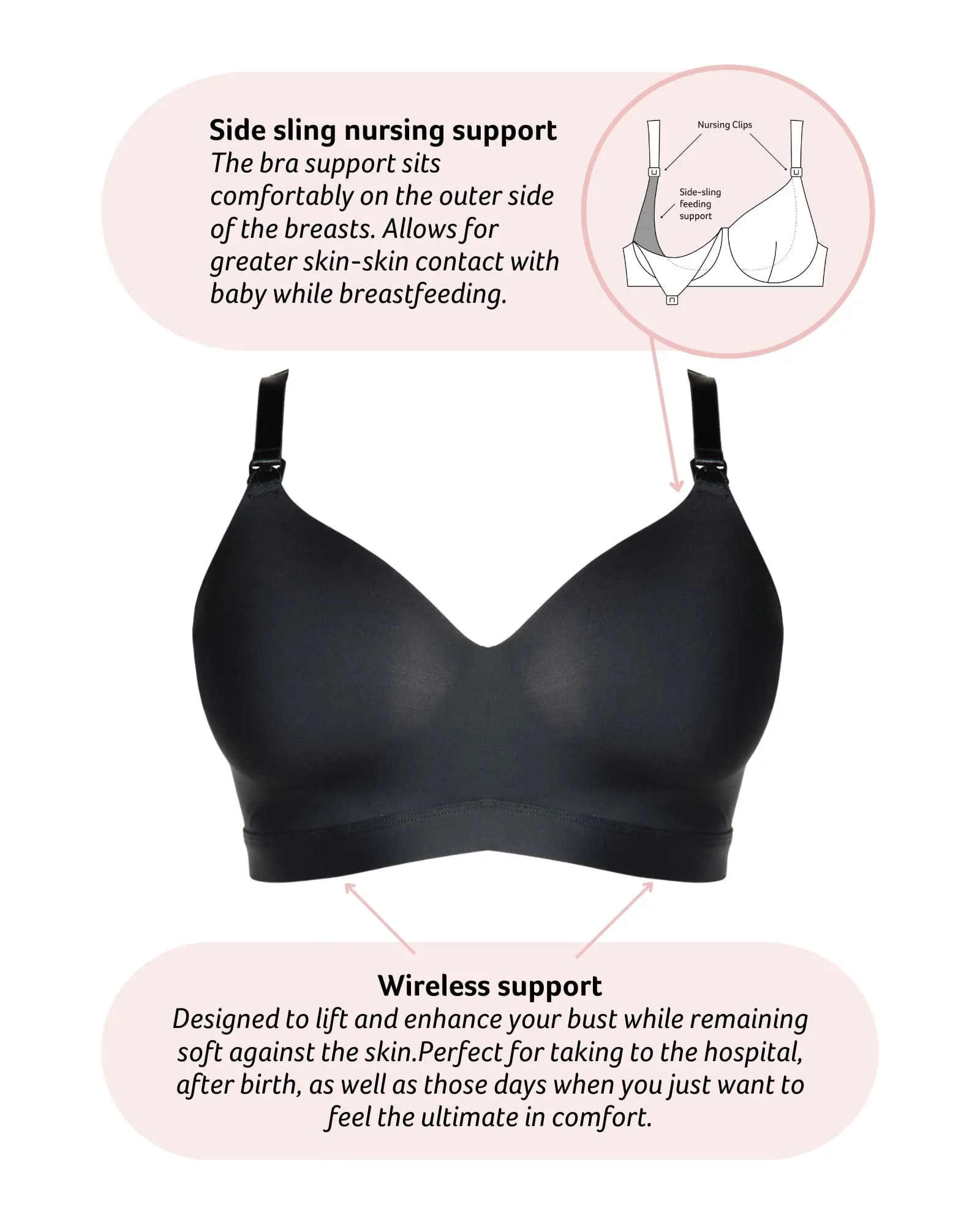 Infinite T-Shirt Nursing Bra - Black
