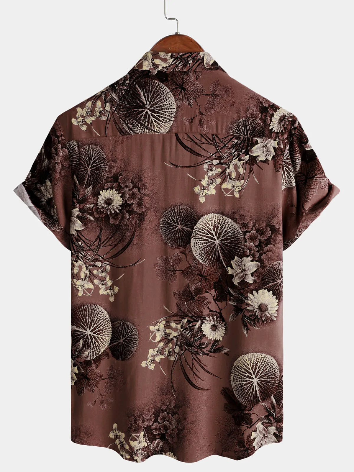 Men's Casual Rayon Vintage Floral Beach Short Sleeve Shirt