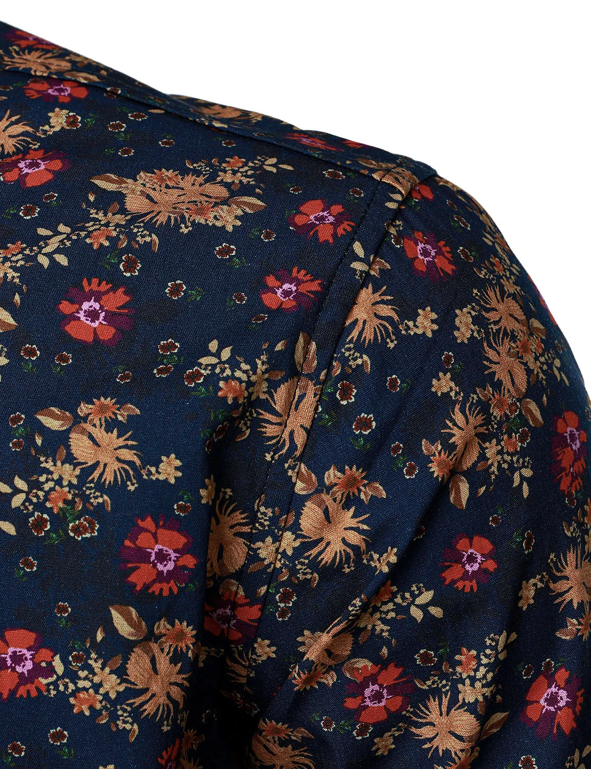 Men's Cotton Floral Casual Button Long Sleeve Dress Shirt
