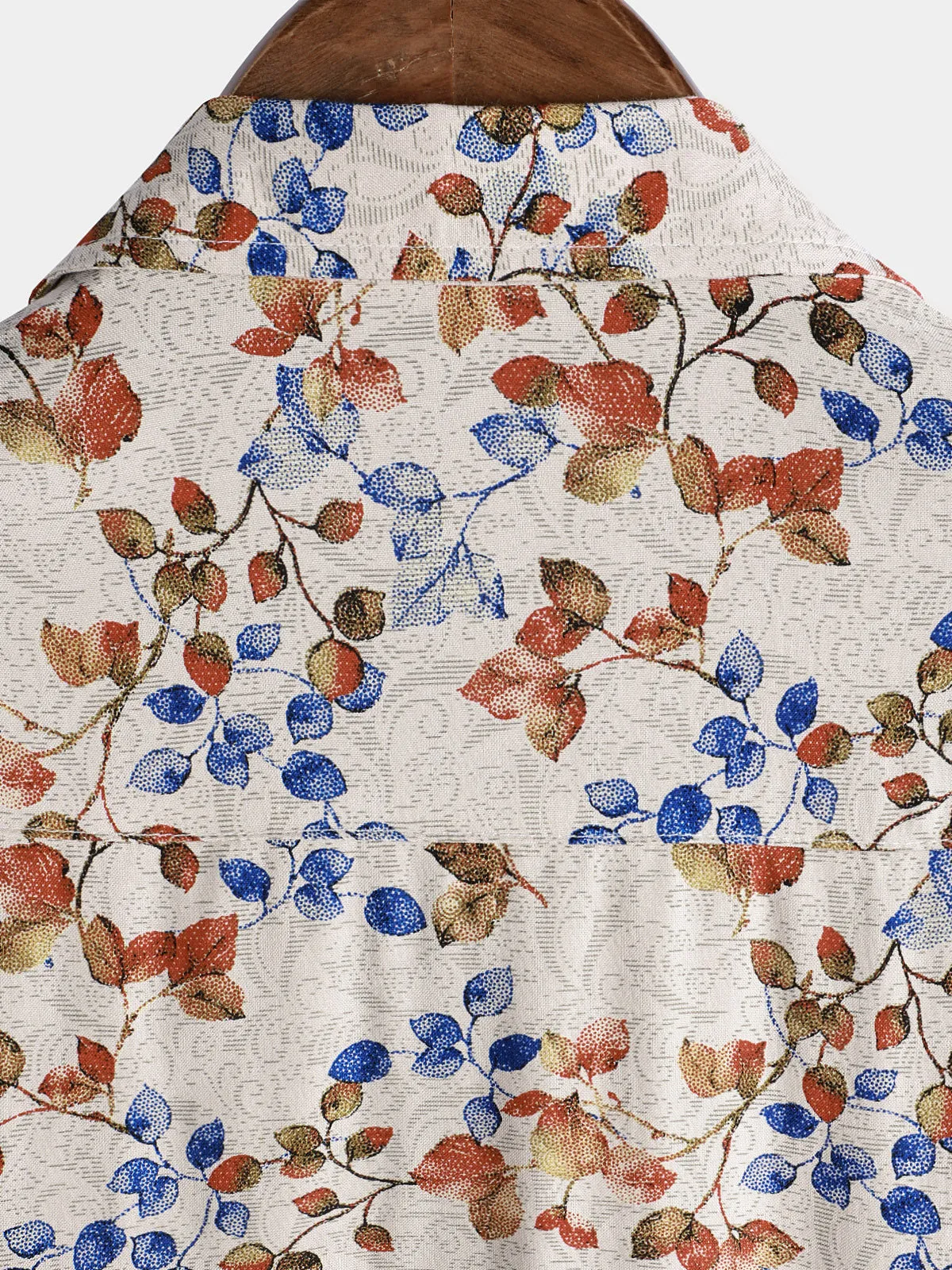 Men's Floral Print Vintage Holiday Khaki Hawaiian Short Sleeve Shirt