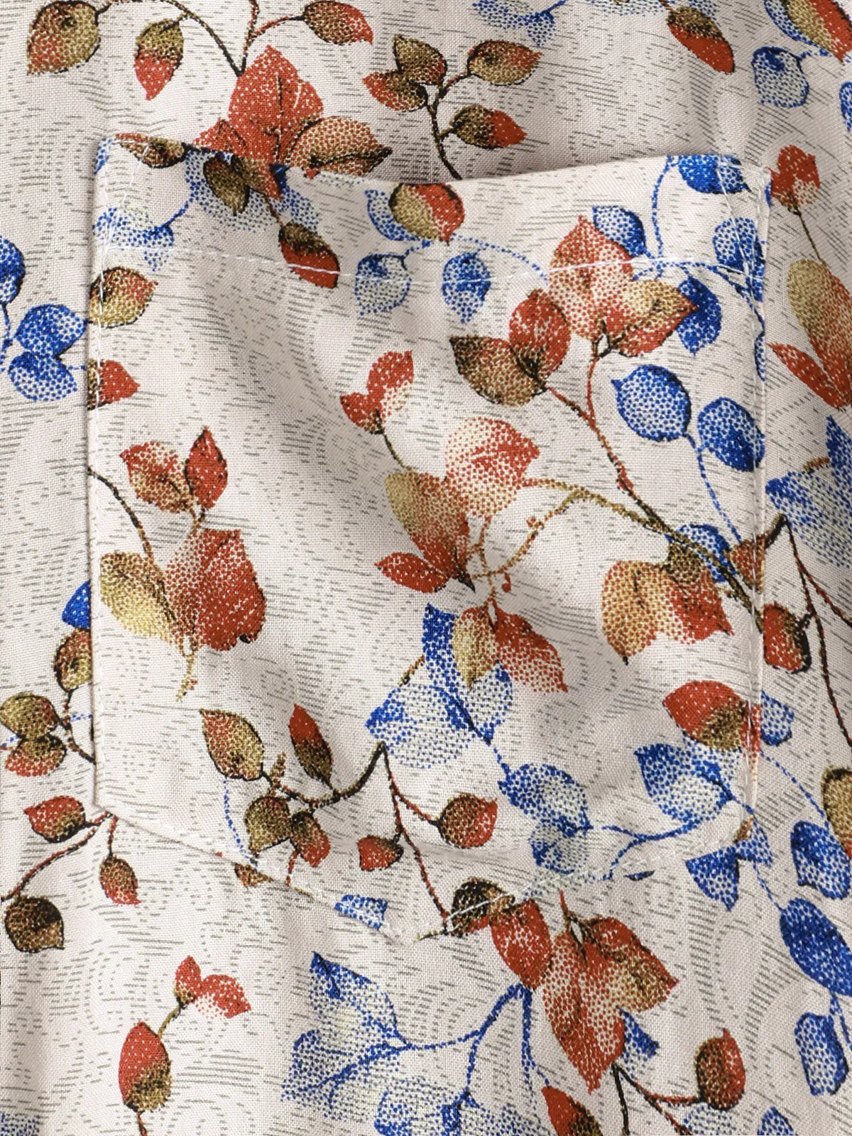 Men's Floral Print Vintage Holiday Khaki Hawaiian Short Sleeve Shirt