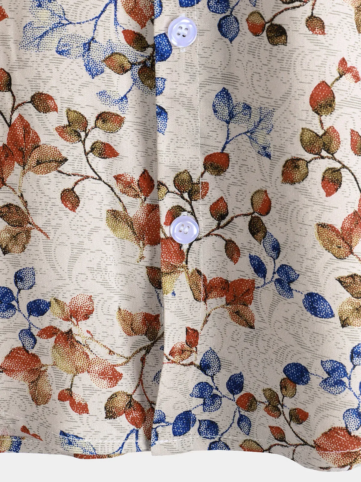 Men's Floral Print Vintage Holiday Khaki Hawaiian Short Sleeve Shirt