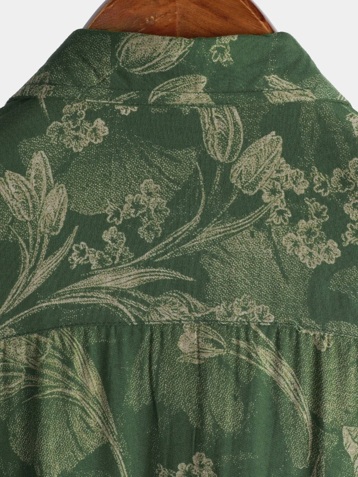Men's Green Vintage Holiday Breathable Hawaiian Botton Short Sleeve Shirt