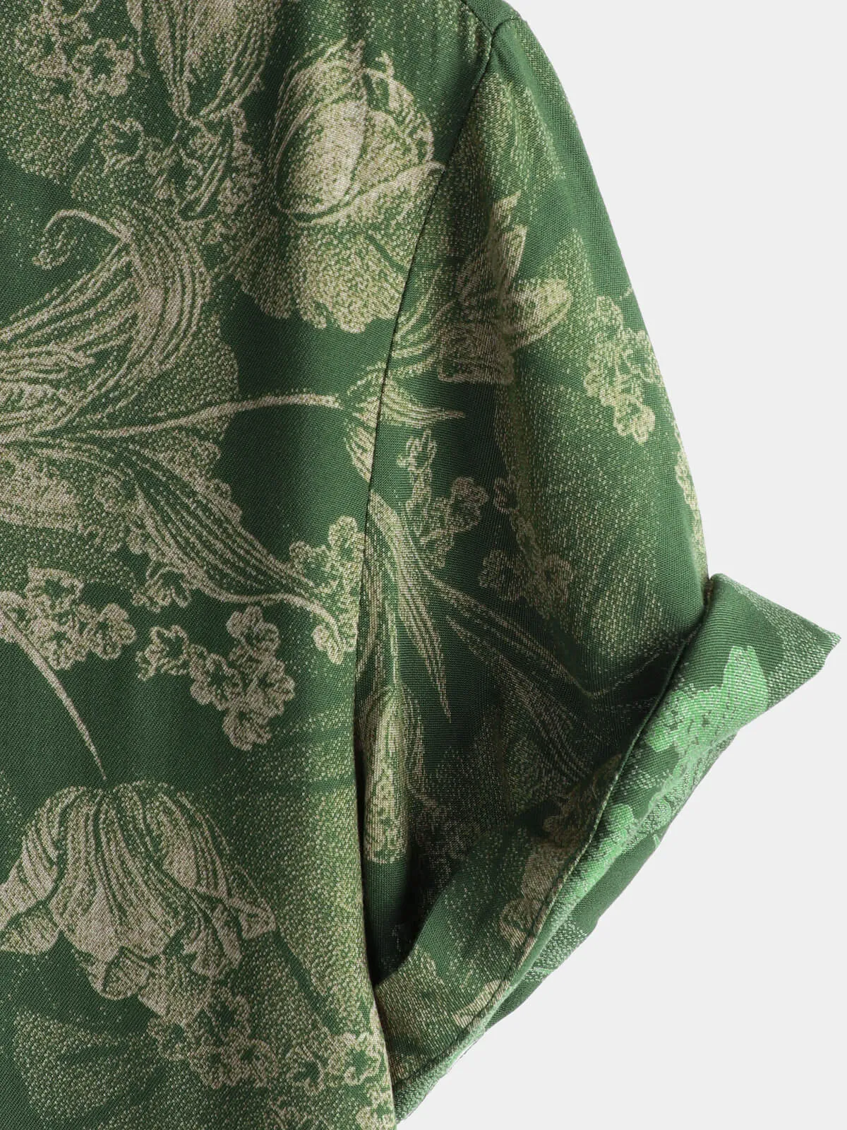 Men's Green Vintage Holiday Breathable Hawaiian Botton Short Sleeve Shirt
