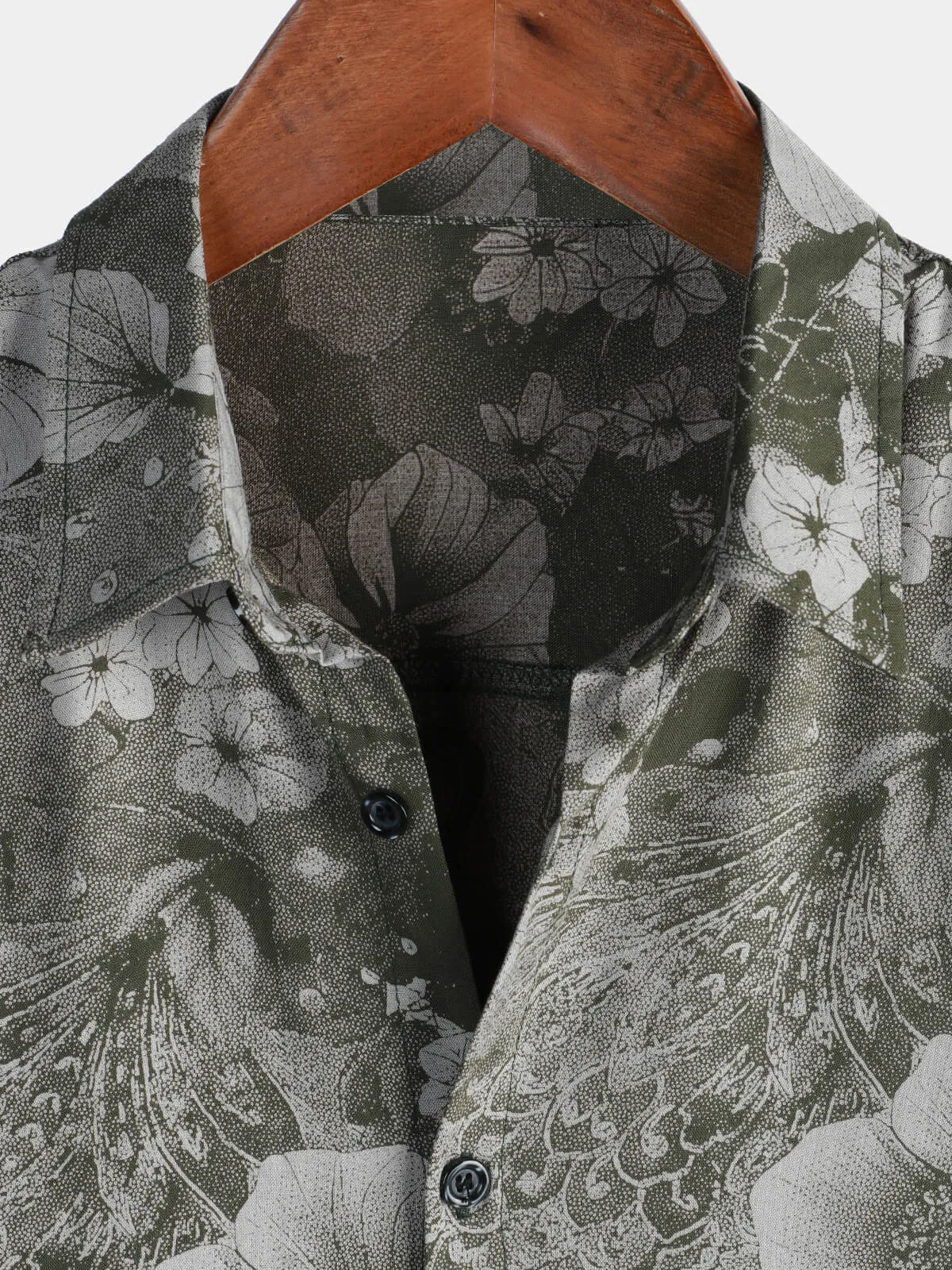 Men's Retro Green Breathable Hawaiian Holiday Botton Short Sleeve Shirt