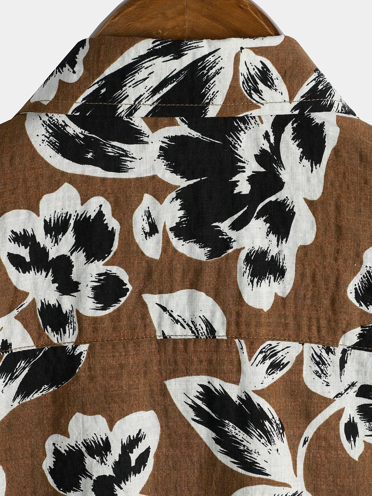Men's Vintage Floral Breathable Cotton Brown 70s Short Sleeve Shirt