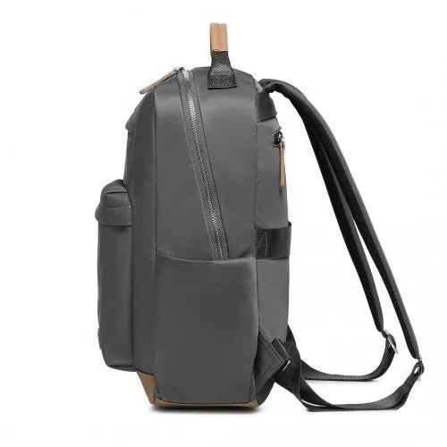 Miss Lulu Stylish Women’s Backpack with Laptop Sleeve and Multiple Pockets and Trolley Sleeve - Grey/Apricot