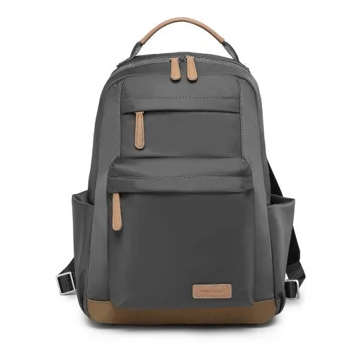 Miss Lulu Stylish Women’s Backpack with Laptop Sleeve and Multiple Pockets and Trolley Sleeve - Grey/Apricot