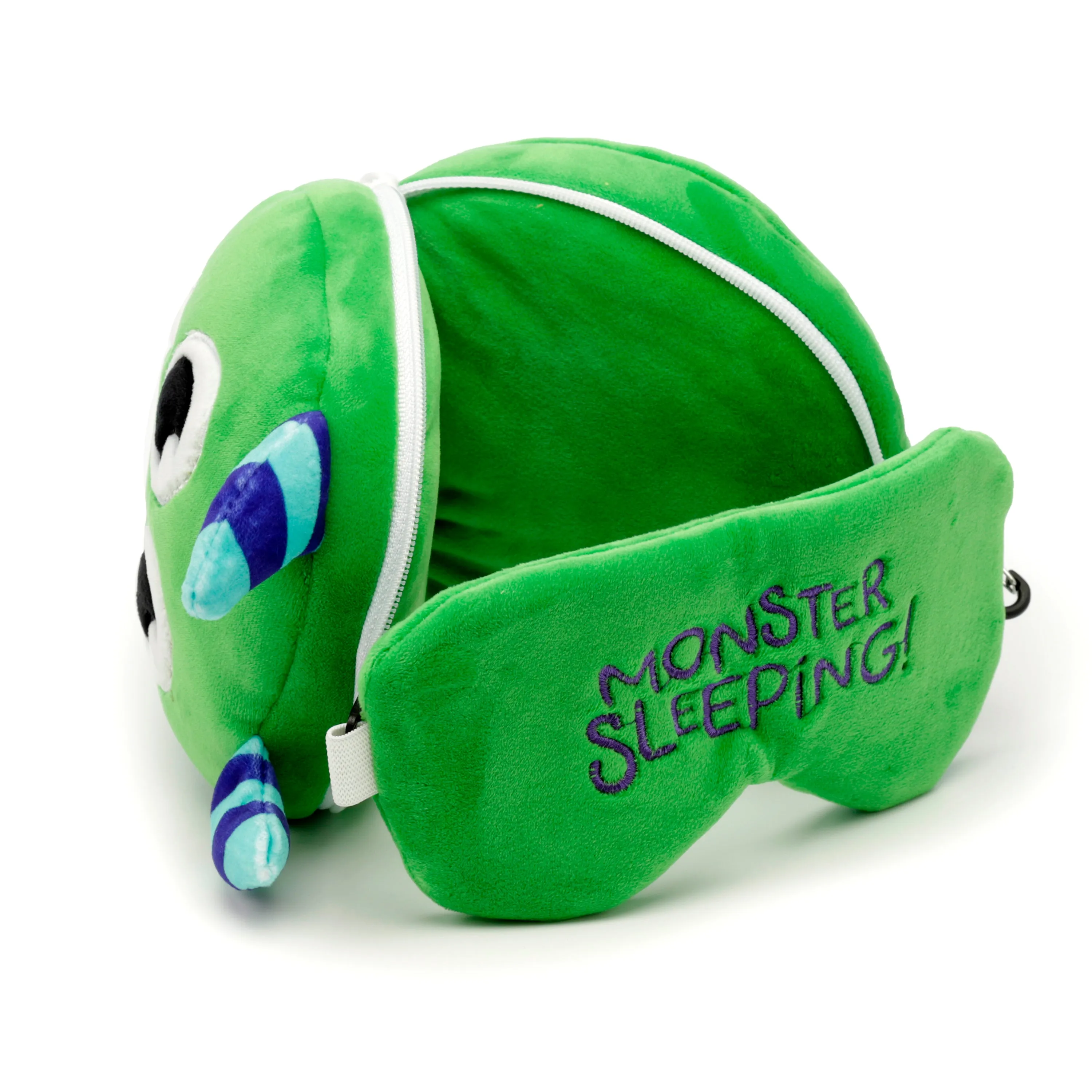 Monstarz Monster Green Relaxeazzz Plush Round Travel Pillow & Eye Mask Set