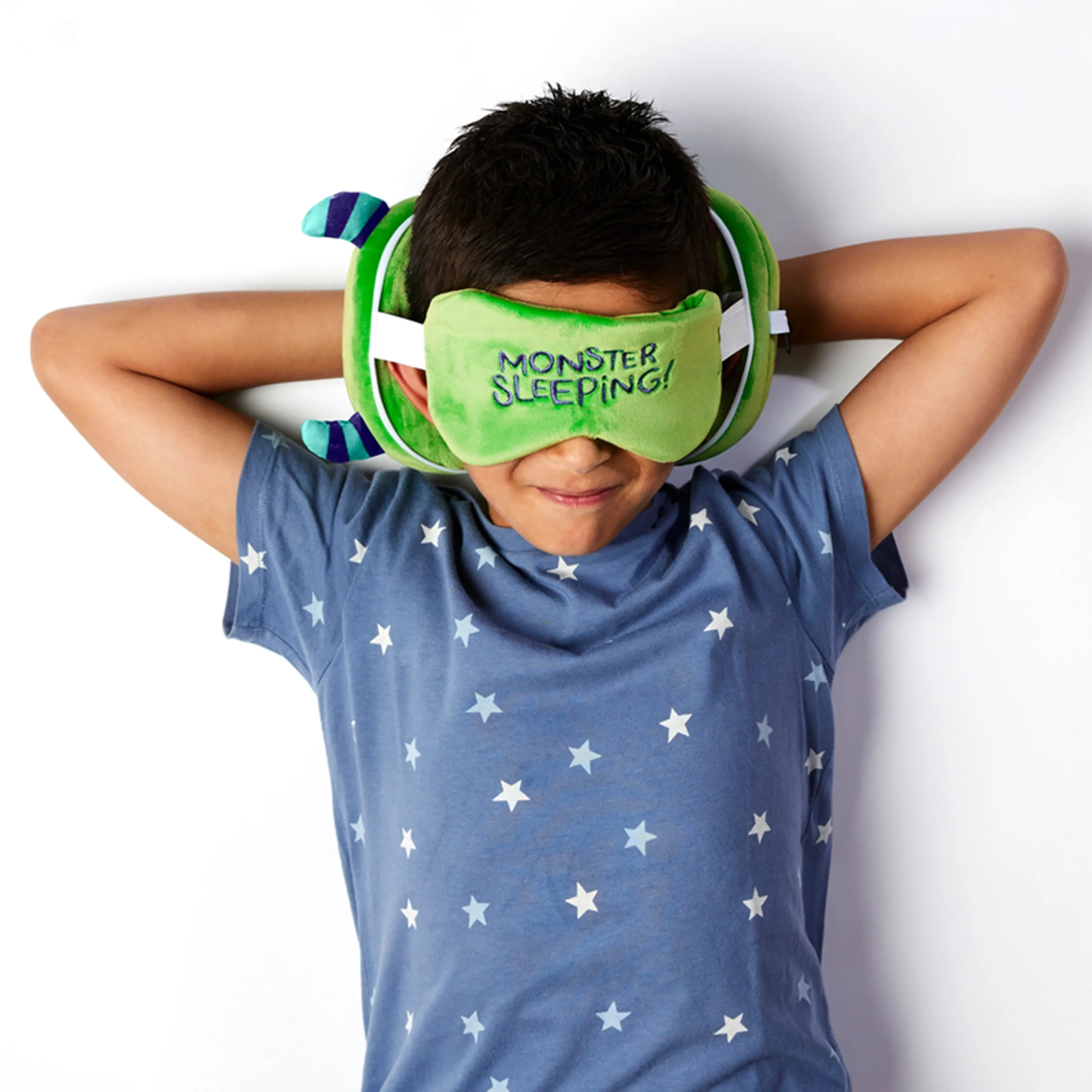 Monstarz Monster Green Relaxeazzz Plush Round Travel Pillow & Eye Mask Set