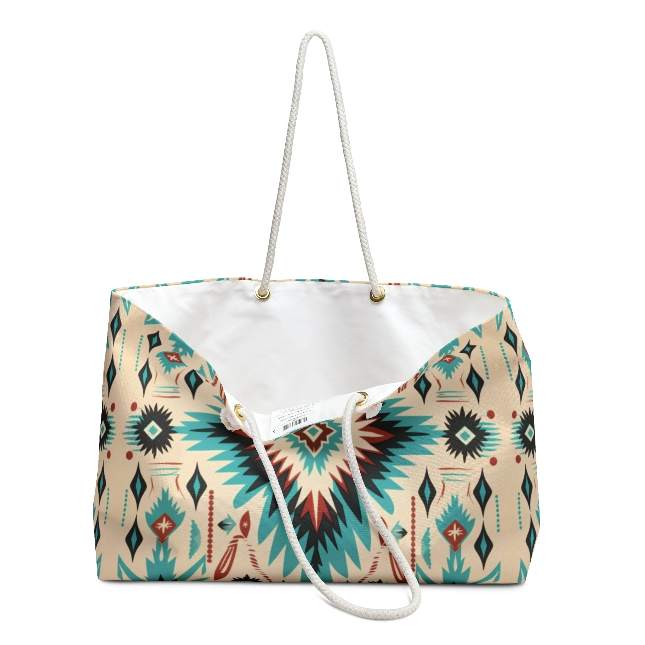 Navajo Weave Print Weekender Travel Tote Bag
