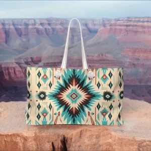Navajo Weave Print Weekender Travel Tote Bag