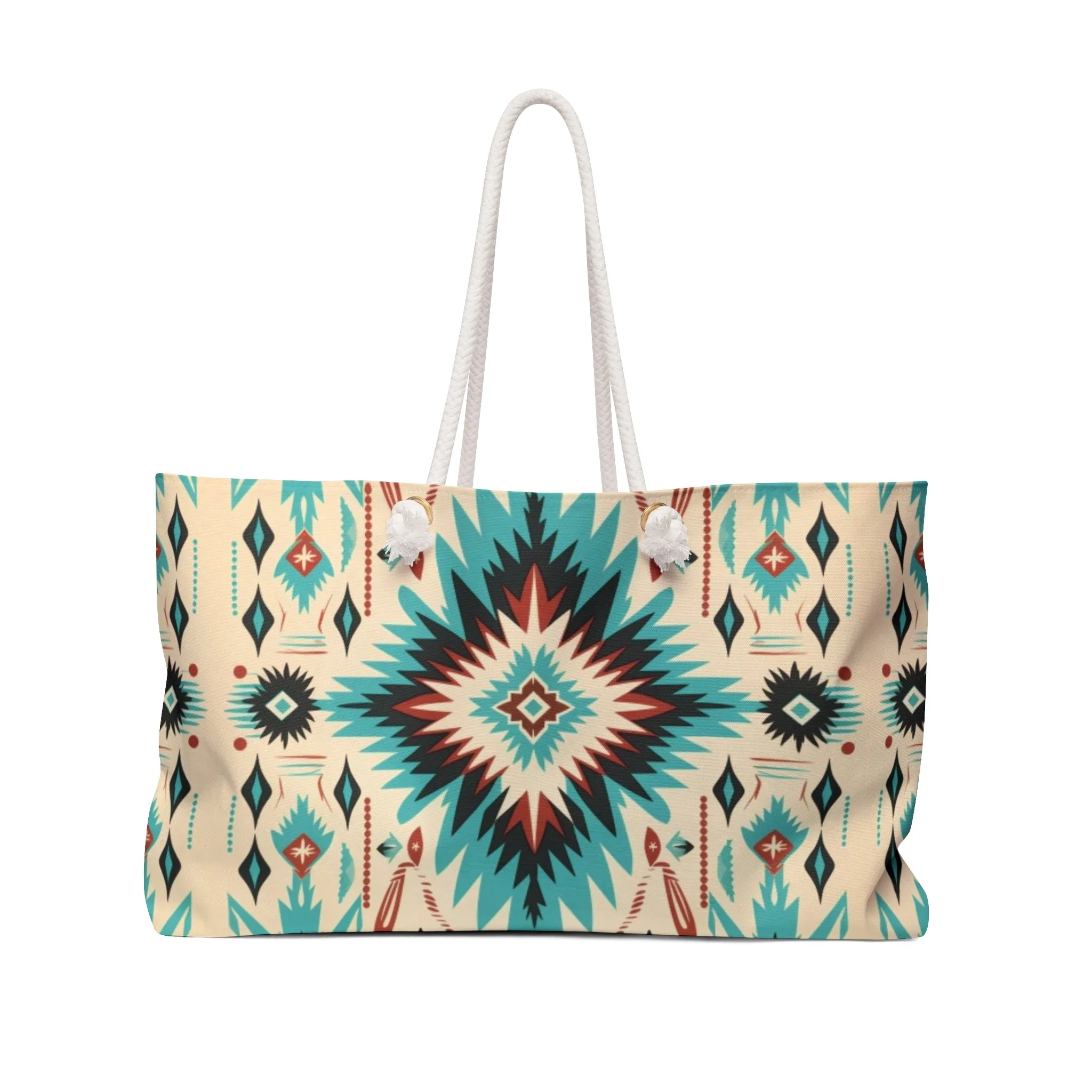 Navajo Weave Print Weekender Travel Tote Bag
