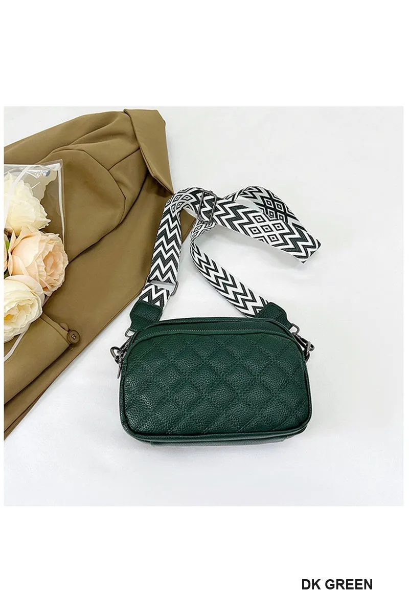 Quilted Vegan Leather Crossbody Camera Bag
