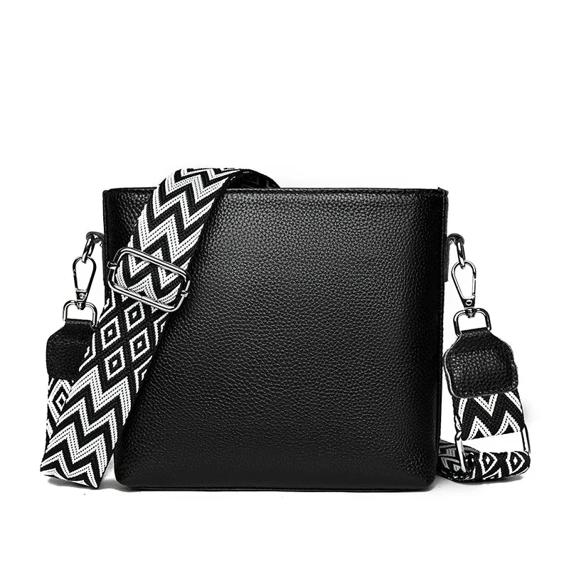 Women Genuine Leather Cowhide Bucket bag Crossbody BagMessenger Bag Simple Shoulder Bag New Female Purse Luxury Handbag