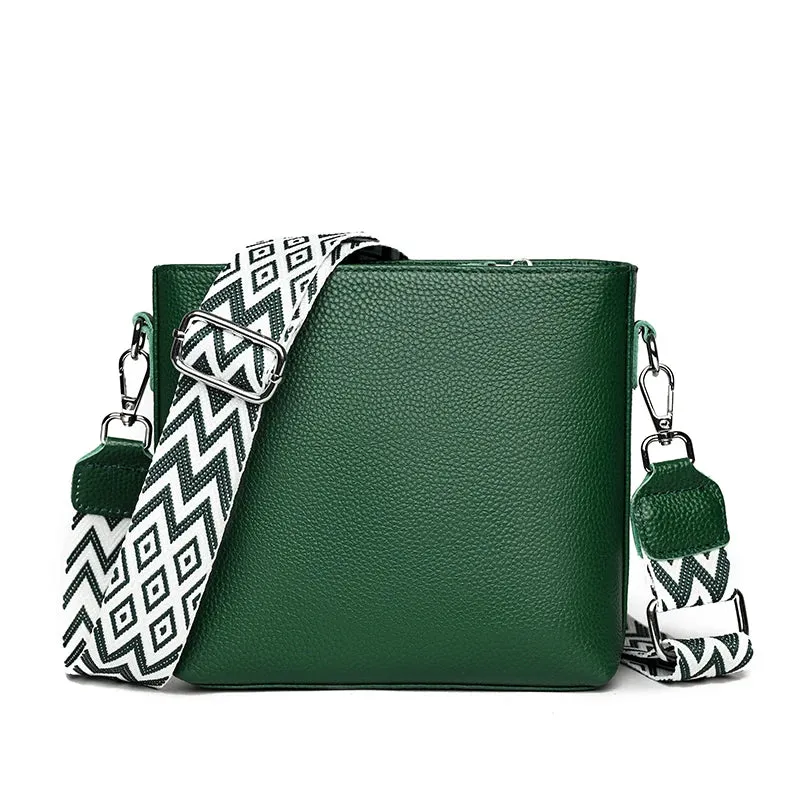 Women Genuine Leather Cowhide Bucket bag Crossbody BagMessenger Bag Simple Shoulder Bag New Female Purse Luxury Handbag